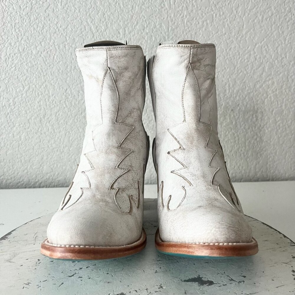 Lane CHELSEA Womens Cowboy Bootie 9 Western White Short Cowgirl Ankle Boots EUC - Picture 5 of 11